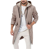 Hooded Jacket Single Zip Cardigan Wool Mens Coat